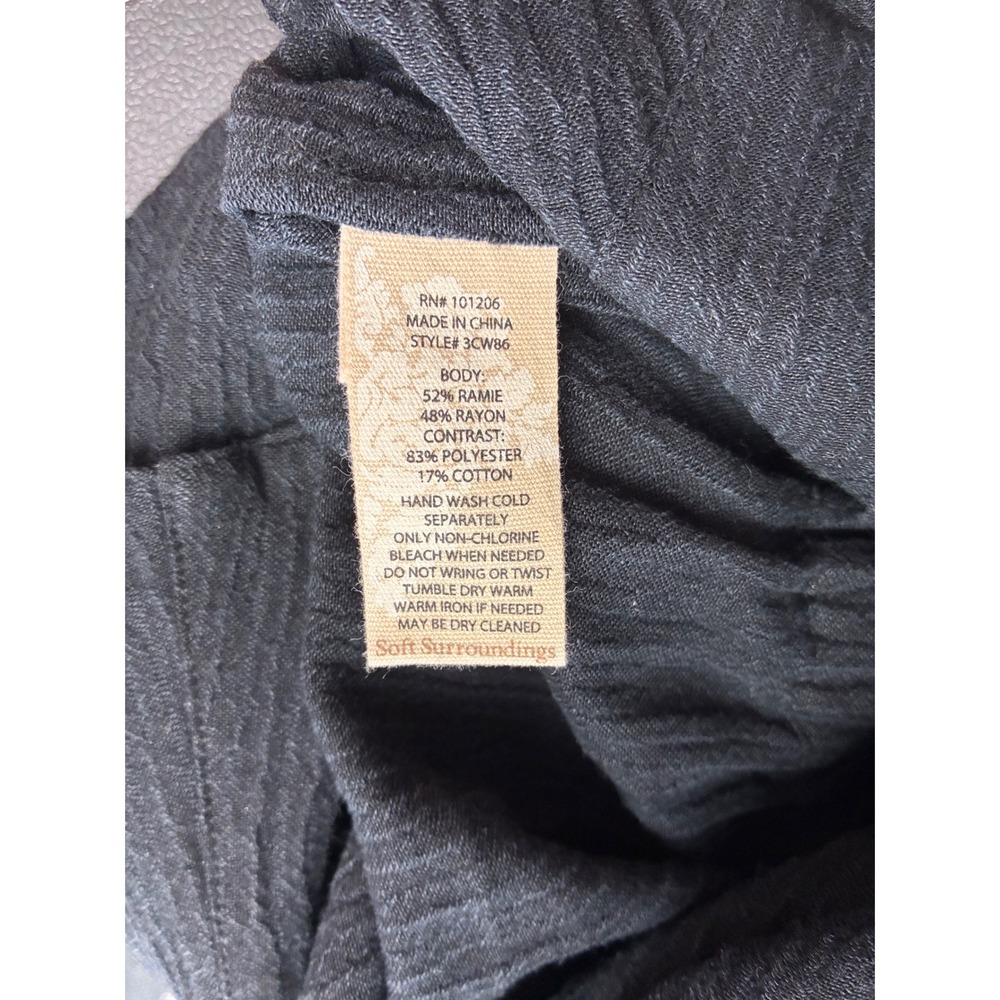 Soft Surroundings Black Crinkle Textured Asymmetrical Button Jumpsuit PM Petite - Picture 12 of 13